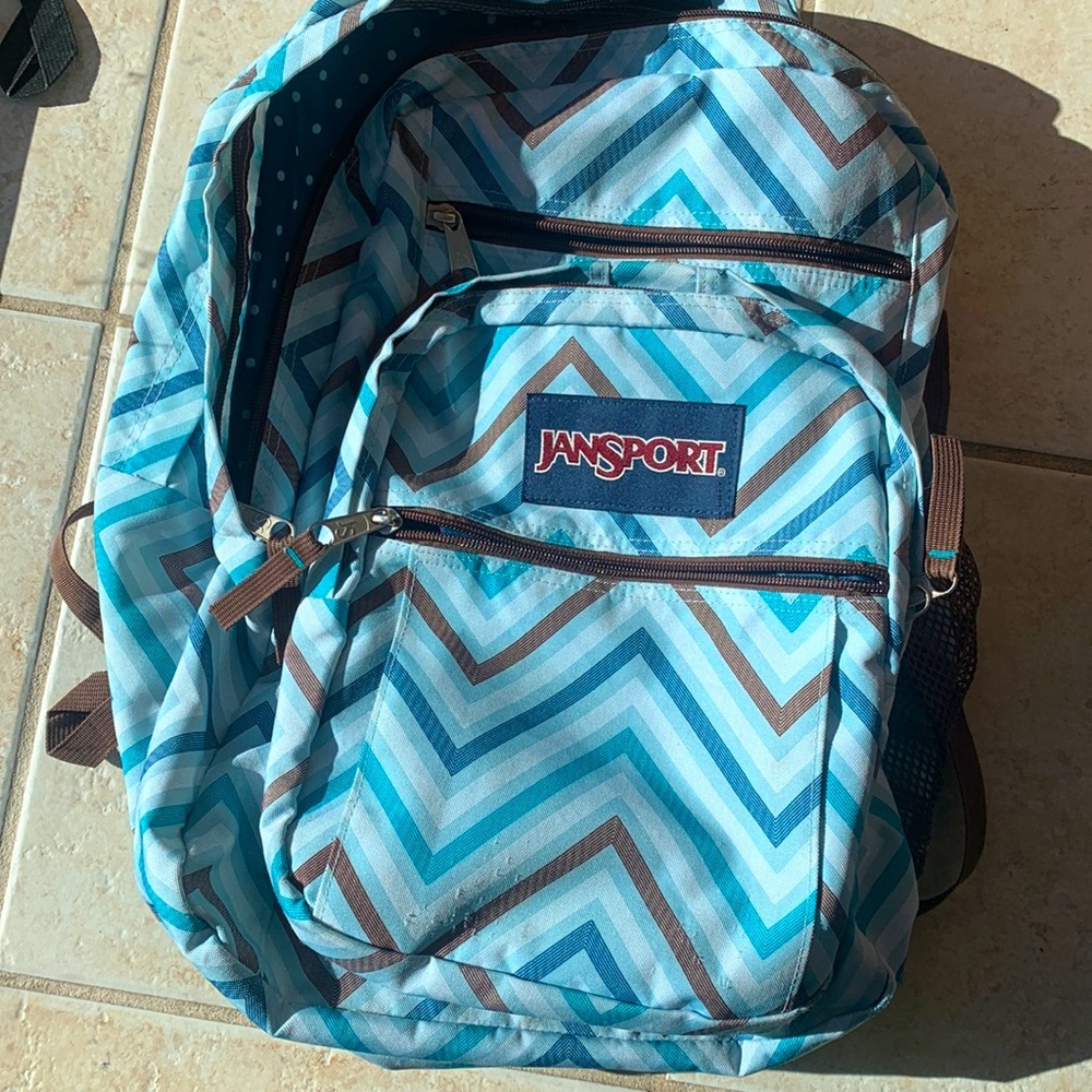 Jansport large blue zigzag backpack